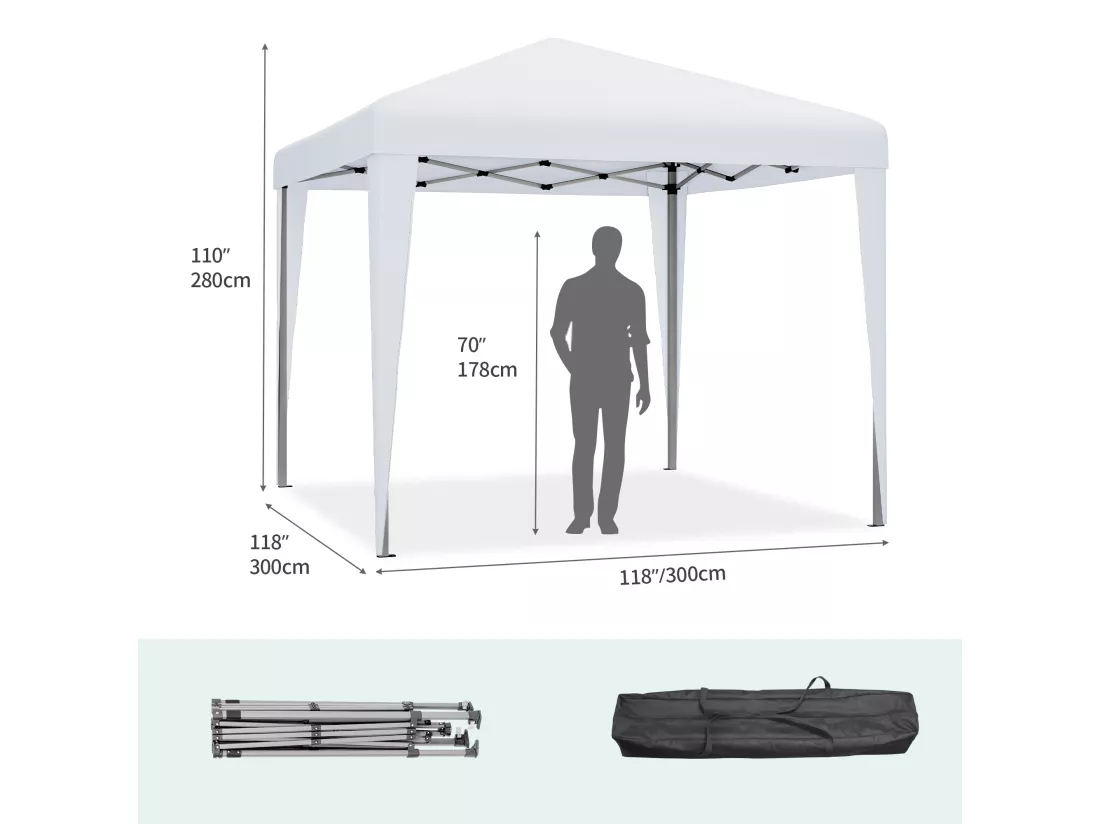 YITAHOME Tonnelle de Jardin - 3x3m - Pliable - Imperméable - Extérieur - Anti-UV - Blanc - pour Camping/Fête/Plage/Terrasse/Marchés