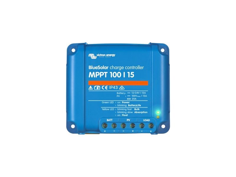 Victron Solarladeregler BlueSolar MPPT 100/15, 12-24 V 15A MPPT- Regler mit einem Wirkungsgrad von über 98%