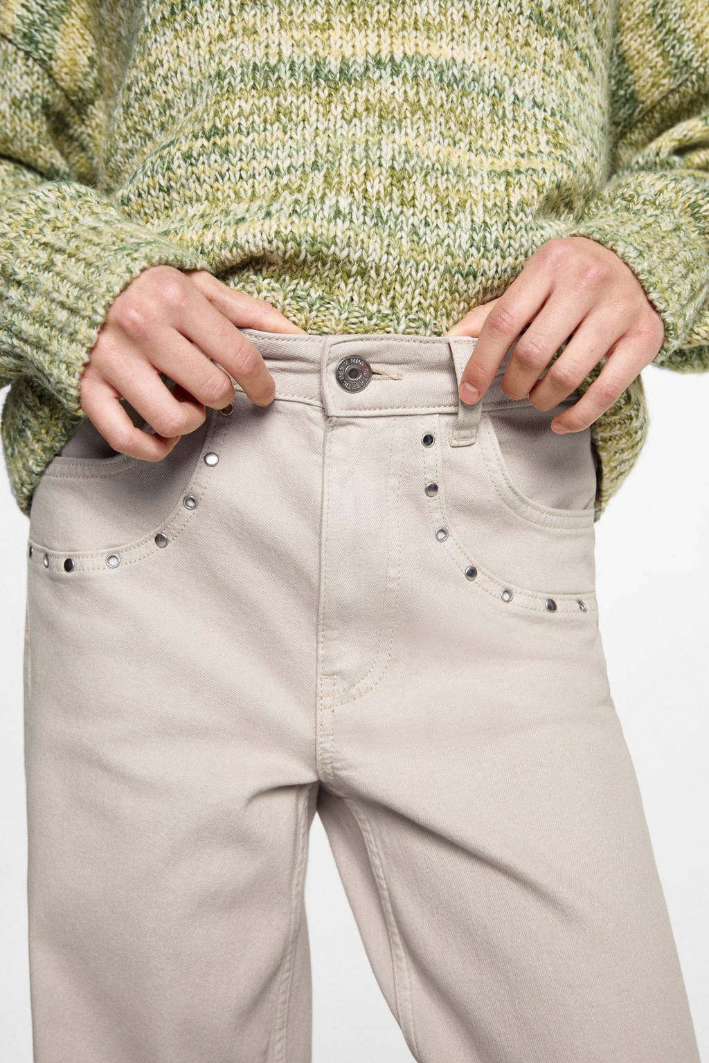 MANGO TEEN straight casual broek grijs