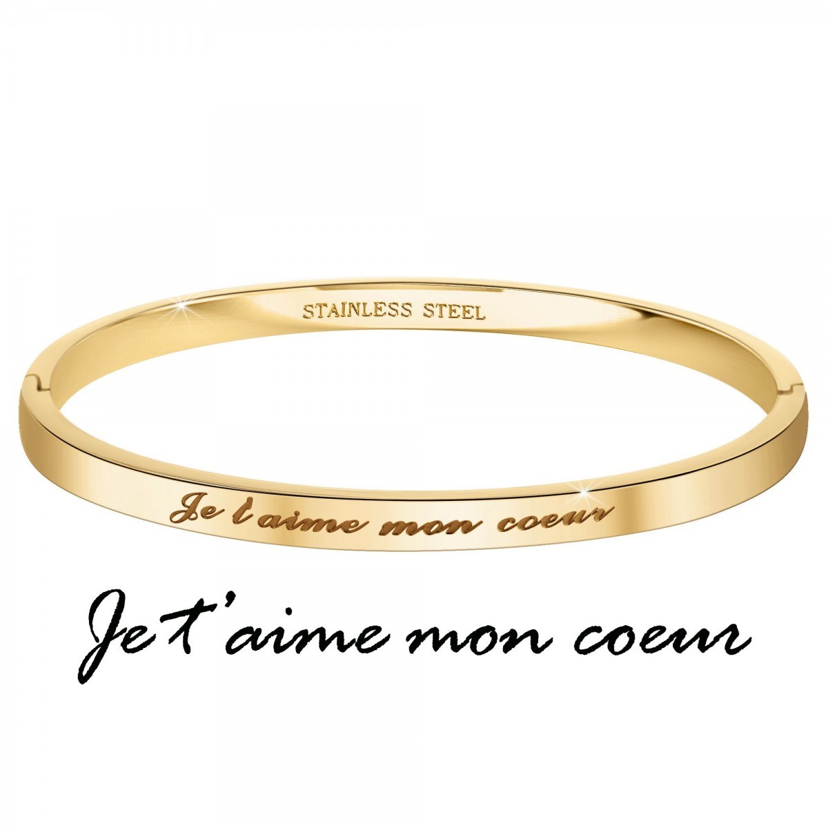Je t'aime mon coeur - Bracelet SC Crystal en Acier Finement doré