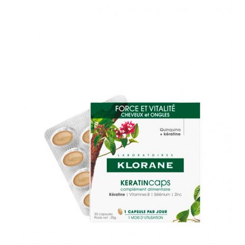 Klorane Quinina KeratinCaps para Queda de Cabelo e Unhas Quebradiças 30 cápsulas