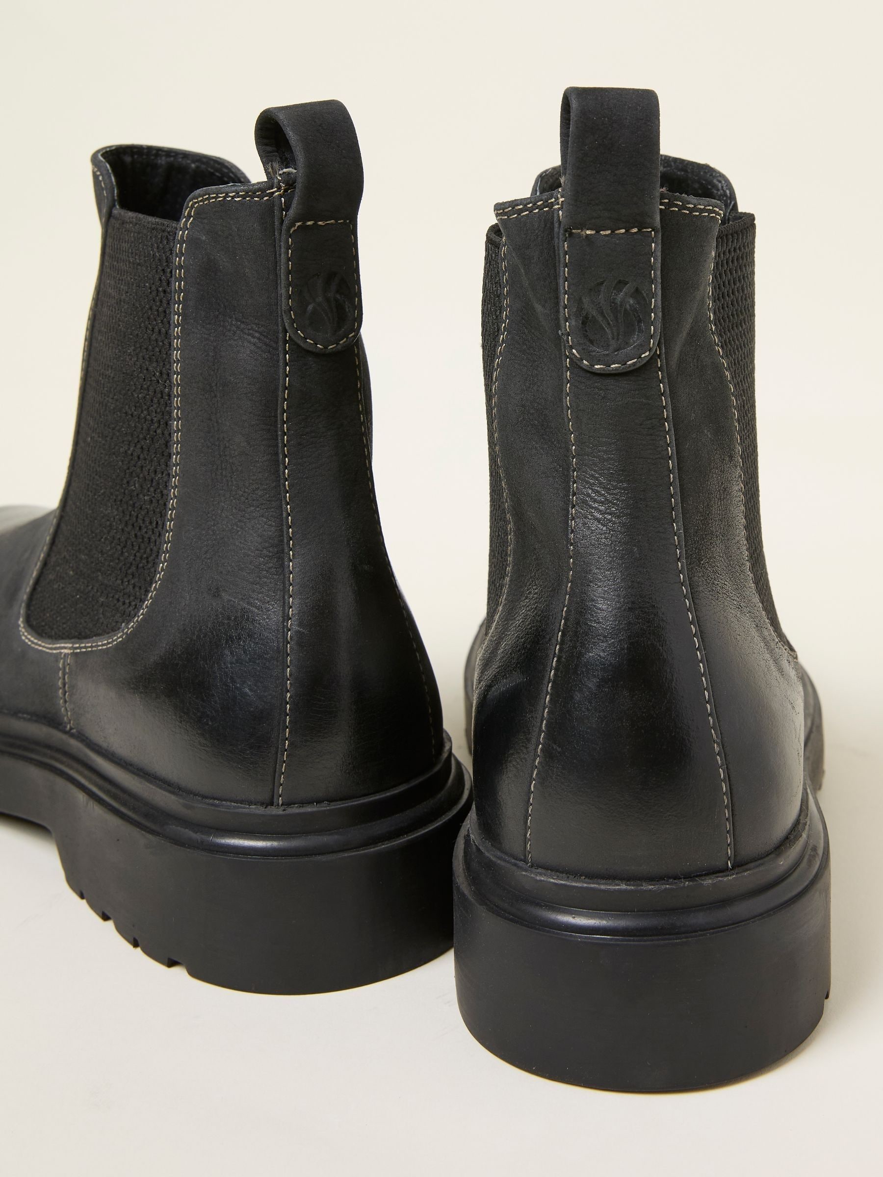Zwart - FatFace Men's Leather Chelsea Boot