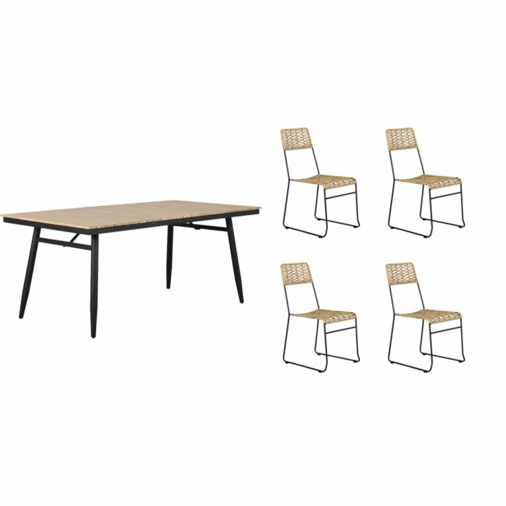 Ensemble table alba en bois d'acacia fsc et 4 chaises de jardin