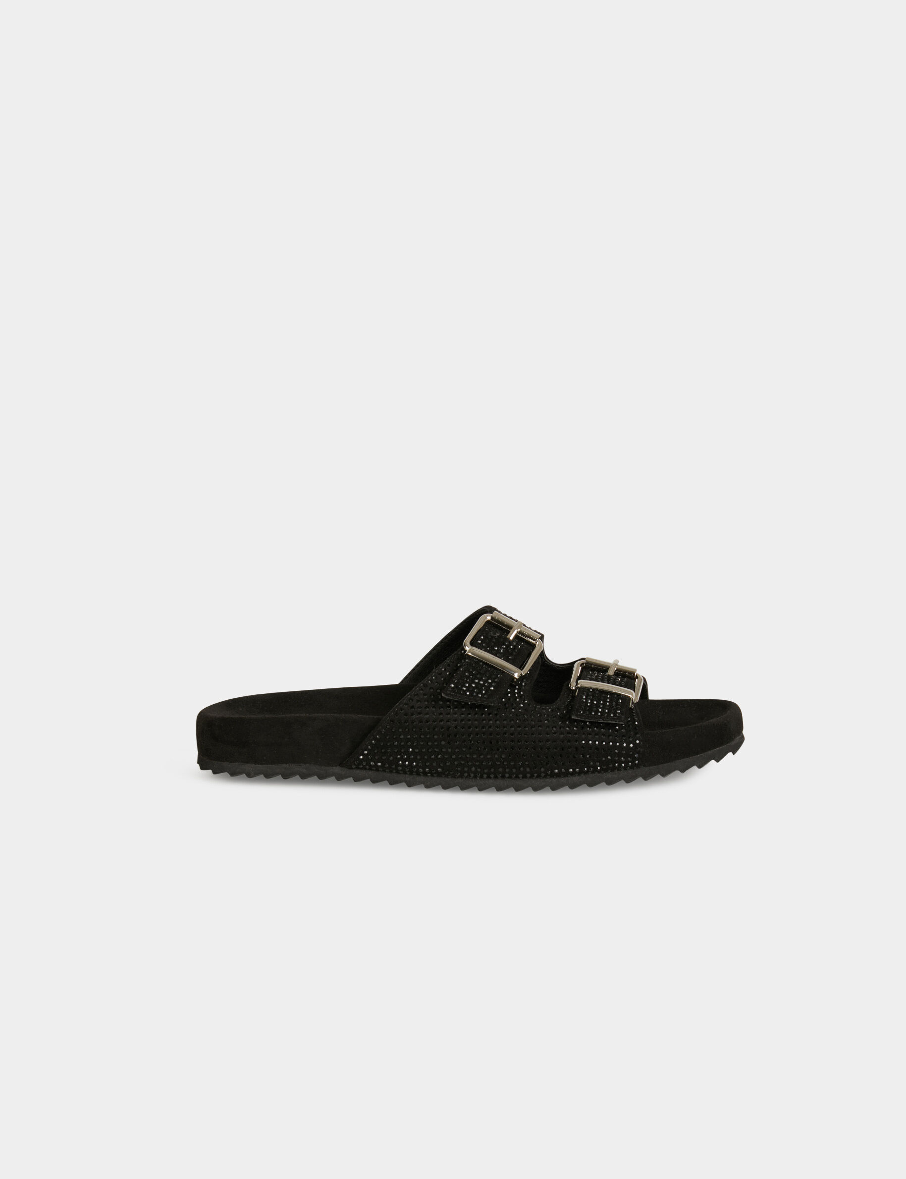 Mules à strass et boucles noir femme - noir