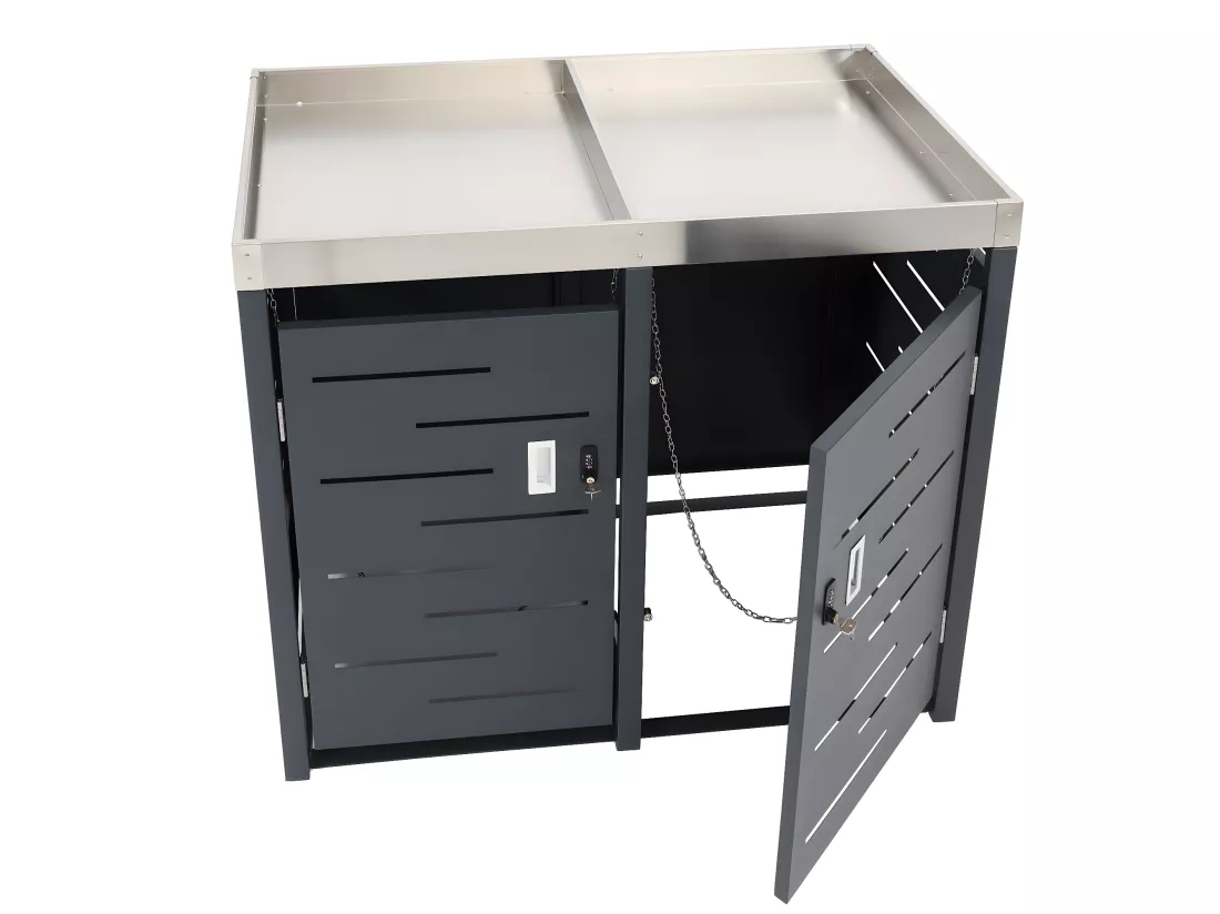 Cache-poubelle pour 2 poubelles MCW-H40b