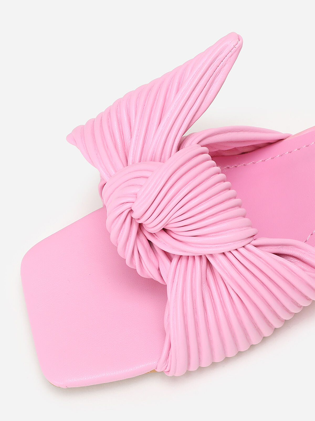 Mules à talon et nœud plissé- Fuchsia