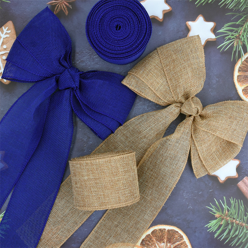 (4cmx9m) Geschenkband Jute Deko Band - Weiss