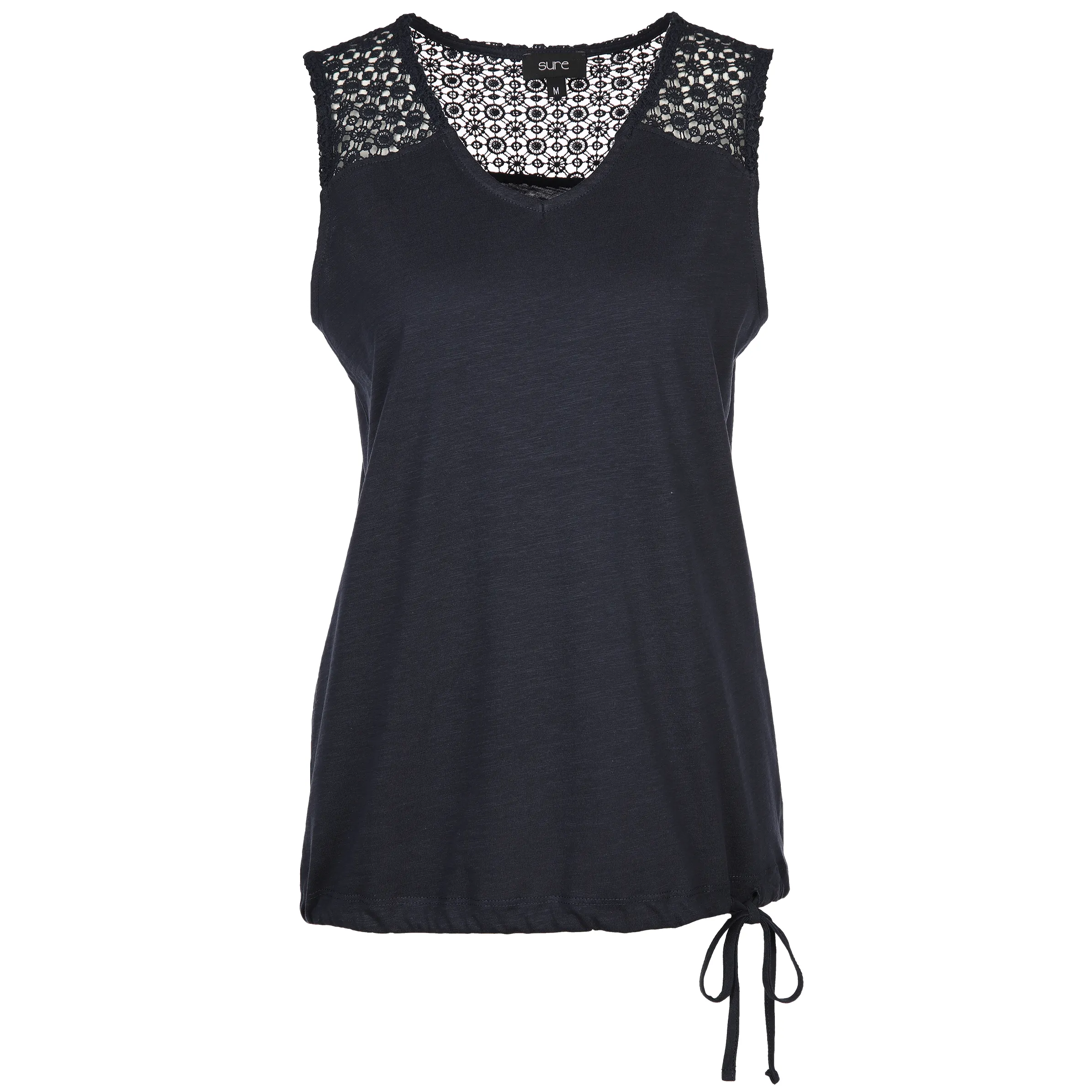 Damen Top mit Spitze und Bindeband