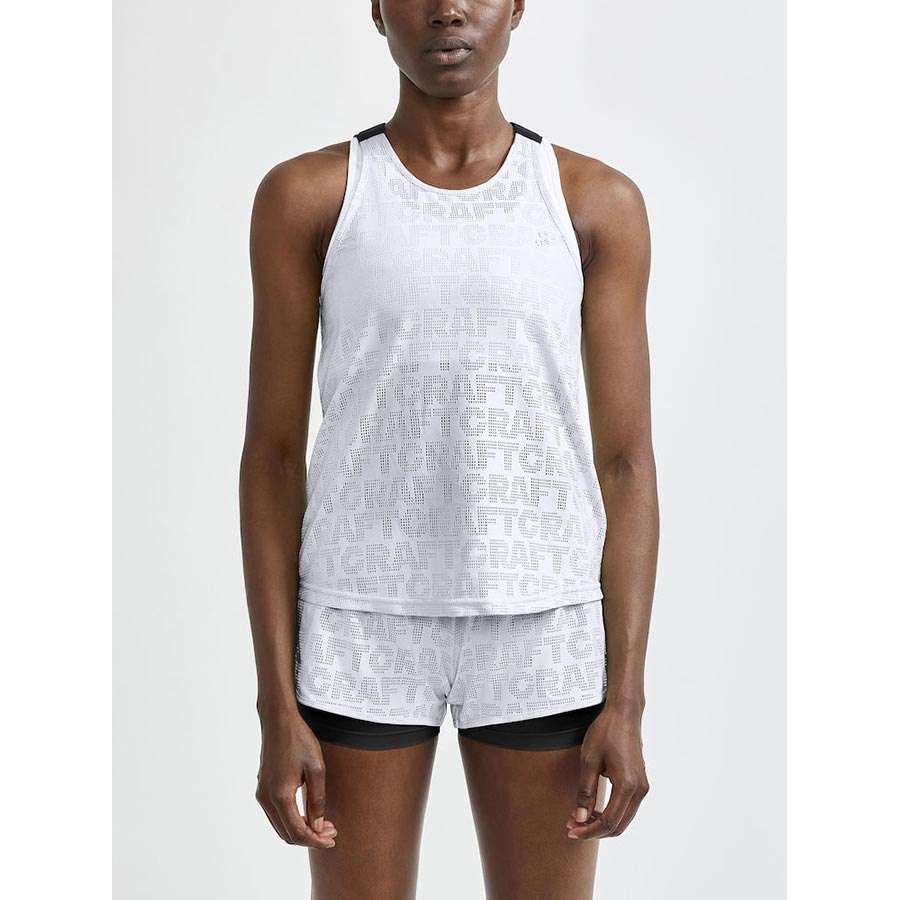 Craft CORE Charge Logo Hardloopshirt Zonder Mouwen Wit Dames