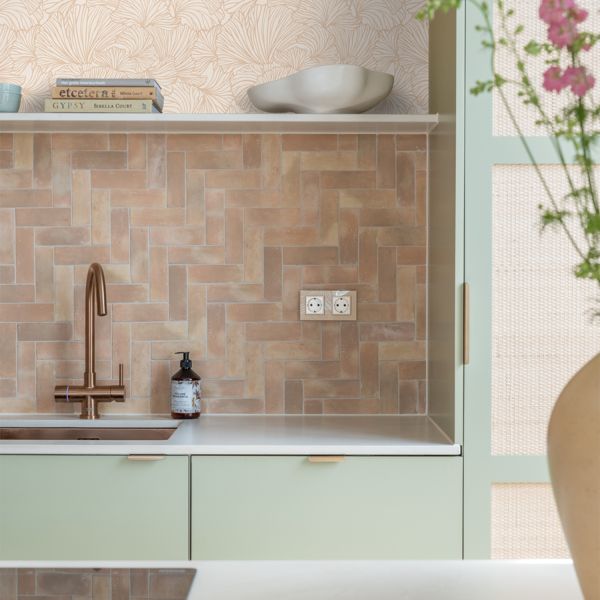 Estahome Ginkgo Bladeren Behang II - 0,53 x 10,05 m - Licht Terracotta