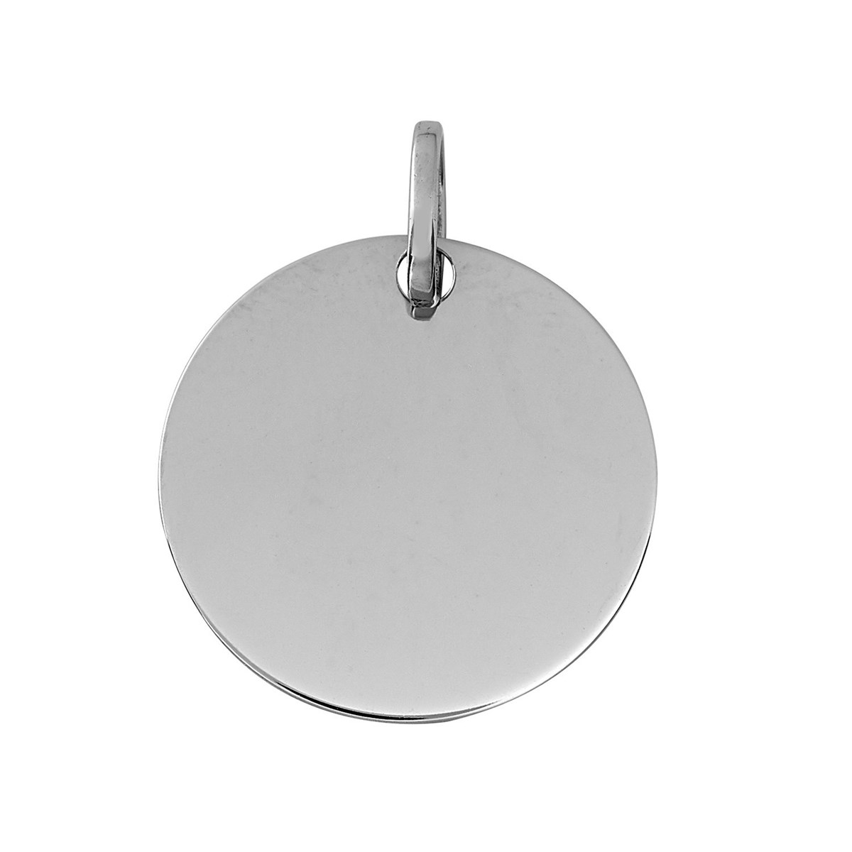 Pendentif médaille ronde or blanc 18 carats
