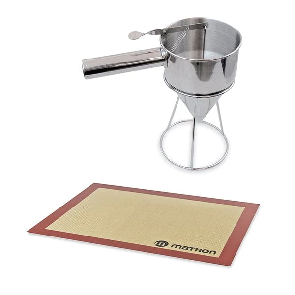 Lot Entonnoir à piston pro en inox et tapis de cuisson Mathon