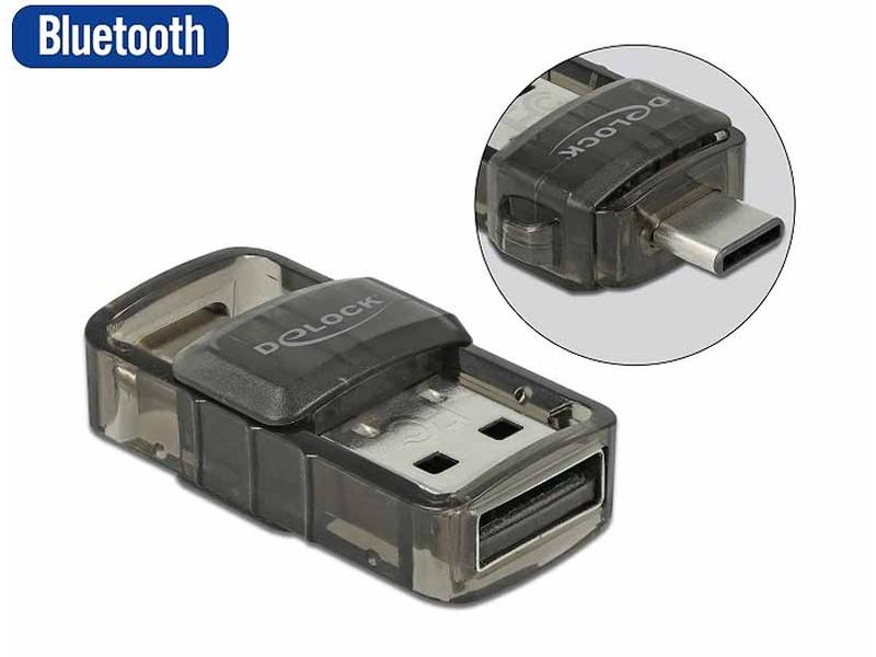 Delock USB-Bluetooth-Adapter 61002 2in1 USB Typ-A&C, V4.0 Dual Modus   EDR