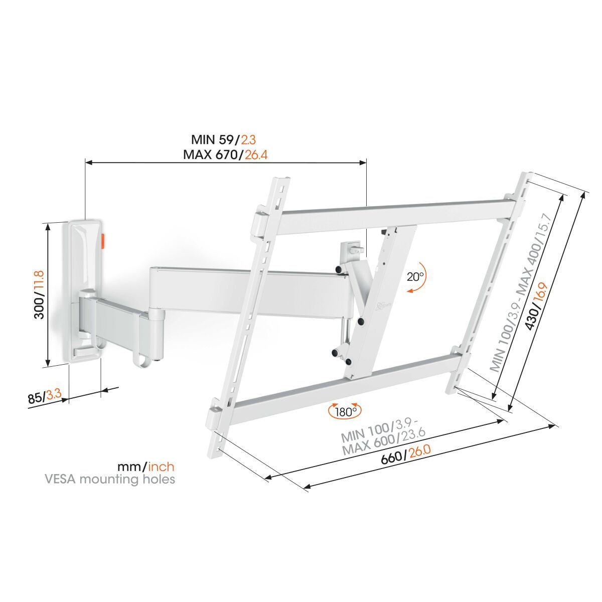 Vogels COMFORT Full Motion+ TV veggfeste TVM3645 (hvit)