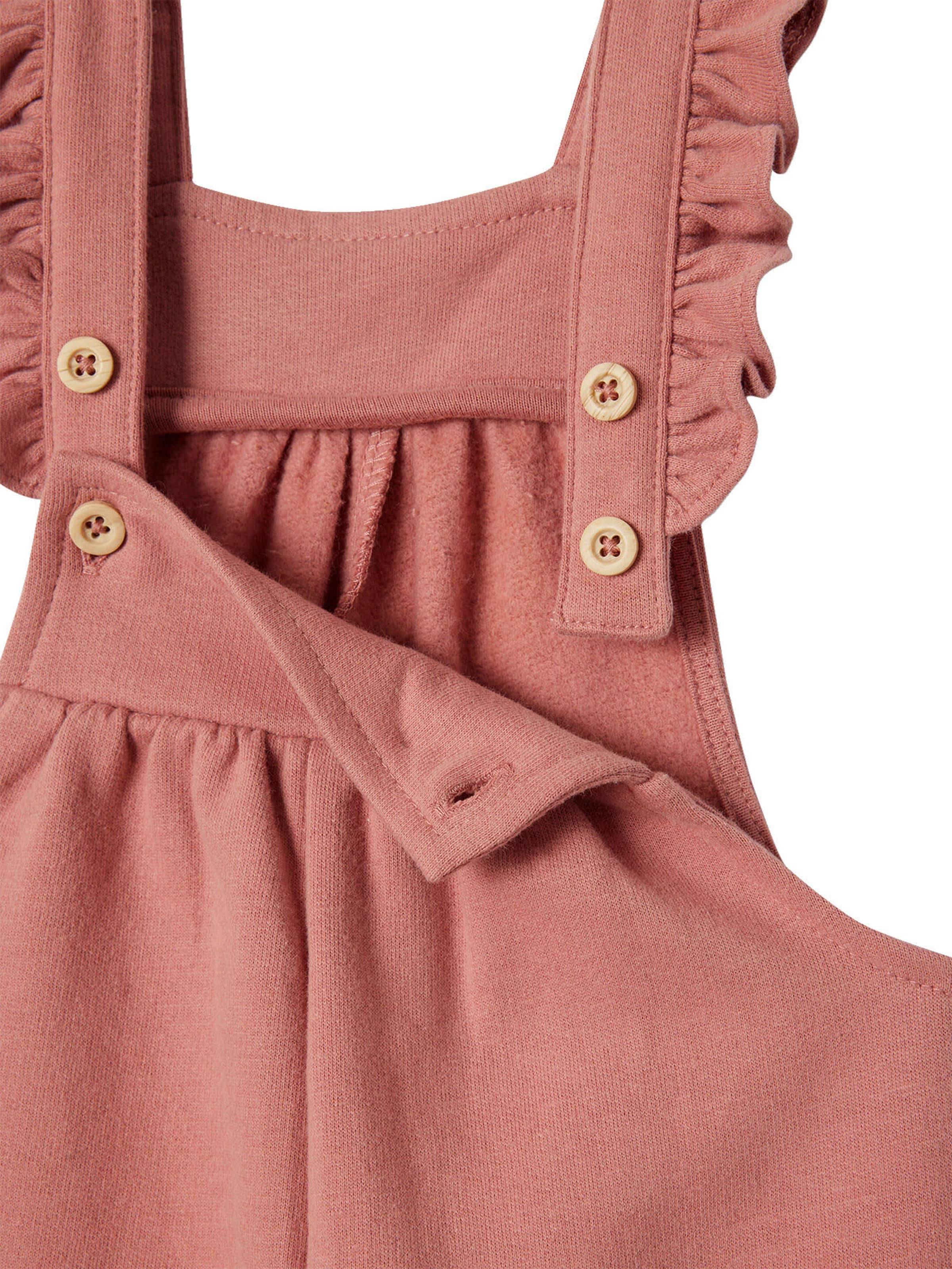 Vertbaudet Mädchen Baby Sweat-Latzhose mit Rüschen, Bio-Baumwolle altrosa