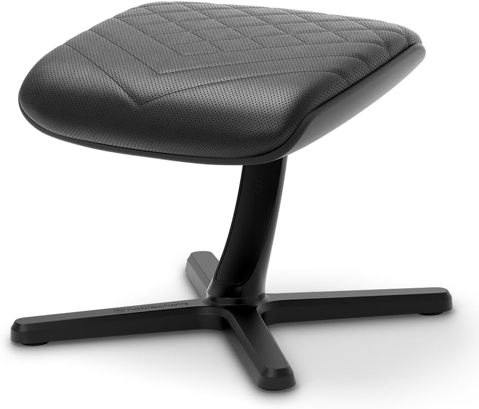 noblechairs Footrest V2.0, PU-Leder Edition, 45-Grad Neigung, Premium Materialien, Veganer PU-Leder Bezug, Schwarz