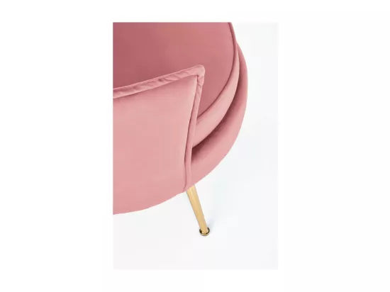 Fauteuil contemporain en velours rose avec pieds dorés en métal AEDAN