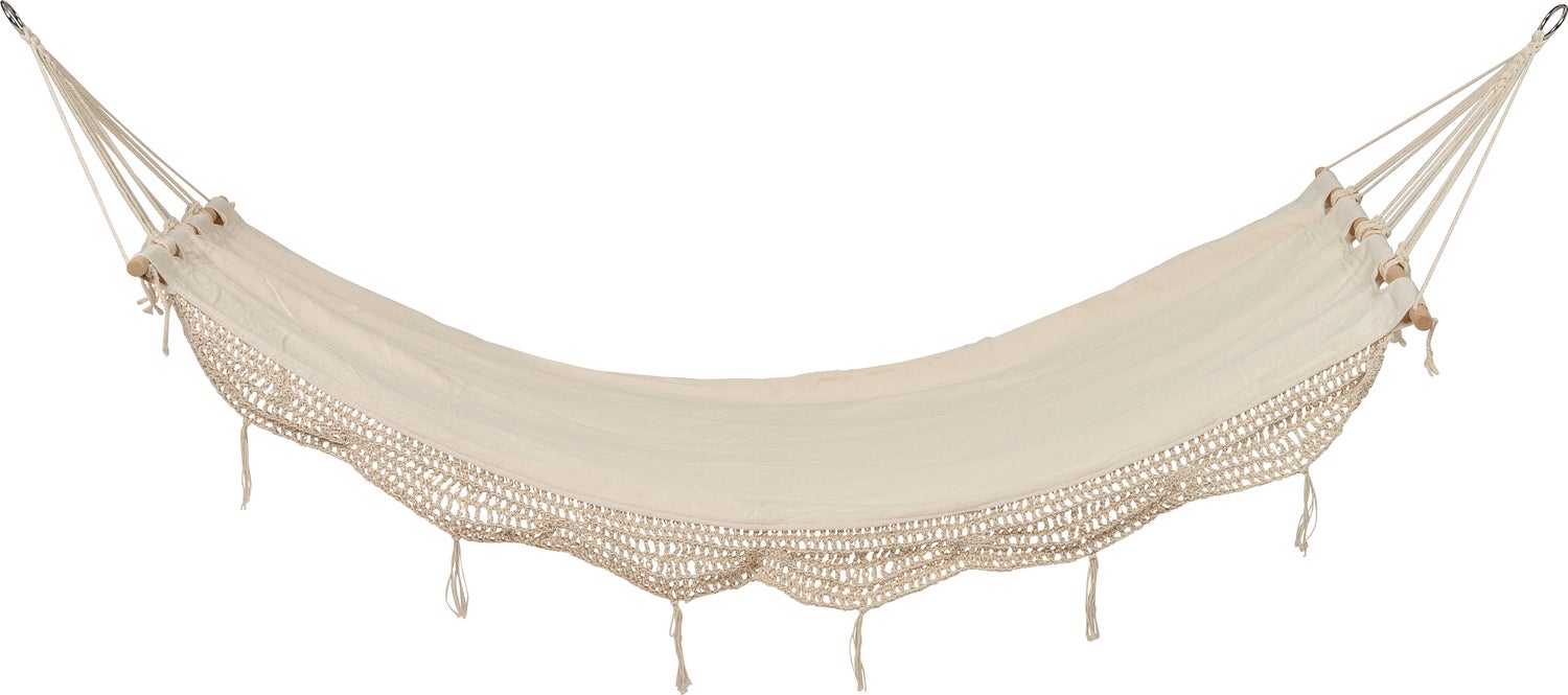Intratuin hangmat met franjes naturel 200 x 80 cm