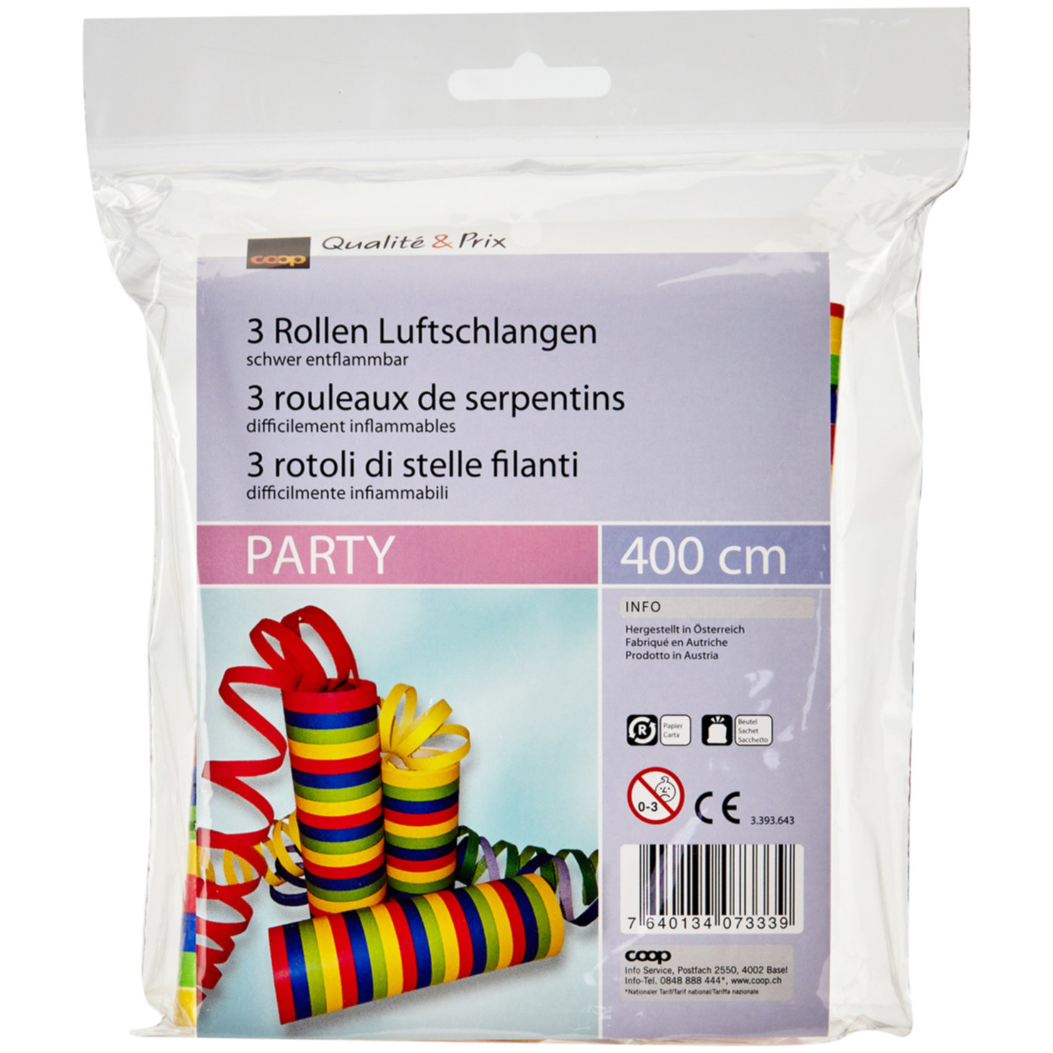 3 Rollen Luftschlangen 4m
