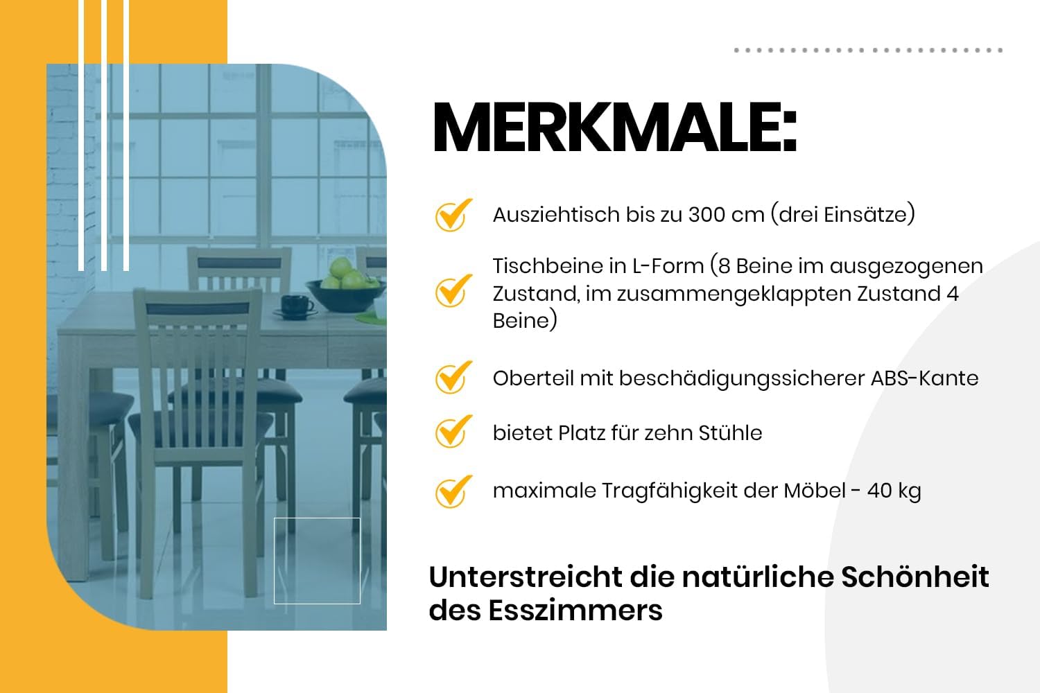Generisch Tisch Küchentisch Esszimmertisch Esstisch Torino ausziehbar 300 cm Eiche Riviera - Weiß Matt 4-12 Personen Esstisch 160 x 90 x 76 cm Moderner rechteckiger Tisch mit Erweiterungsmöglichkeit
