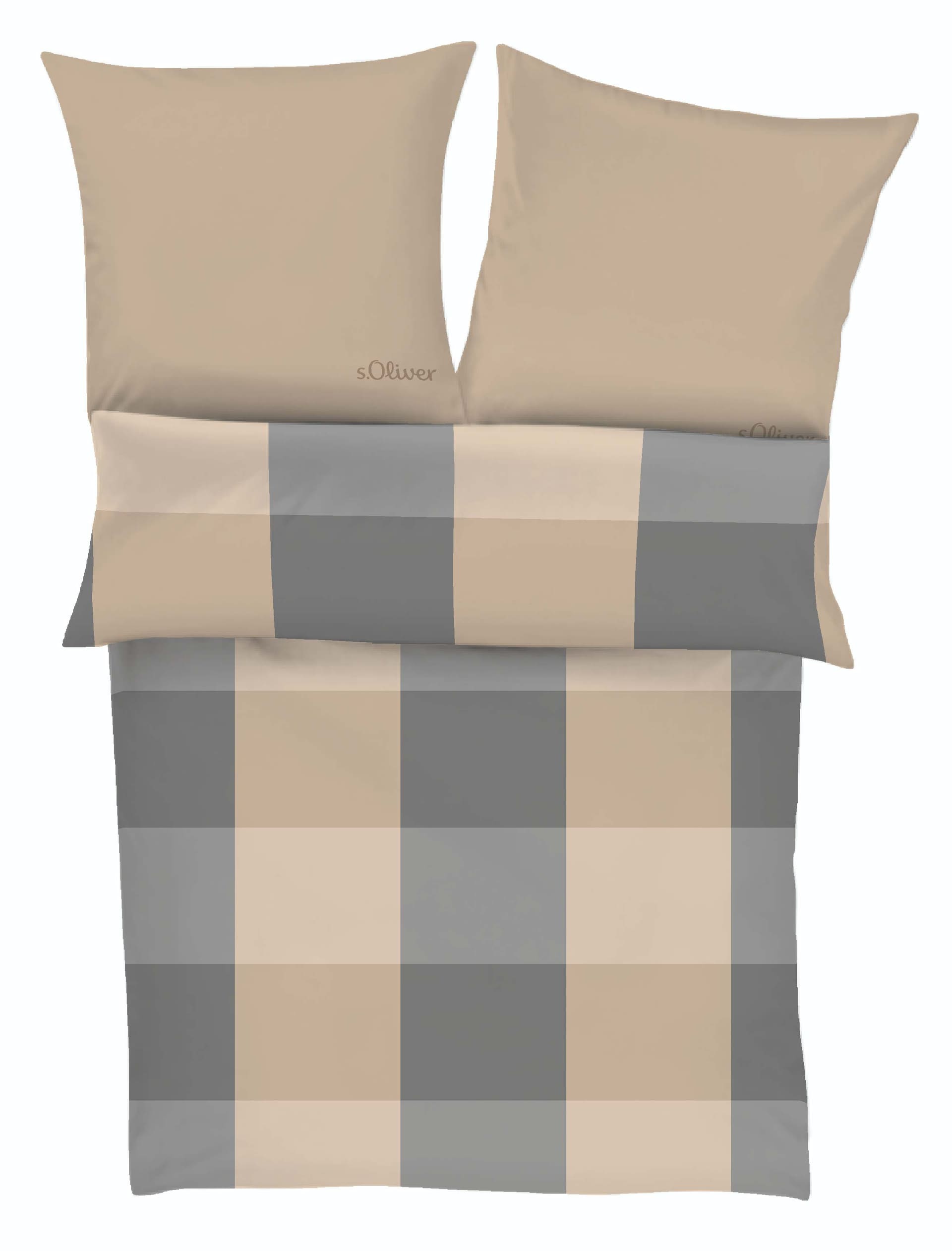 s.Oliver Flanell-Bettwäsche 135 x 200 cm grau/beige