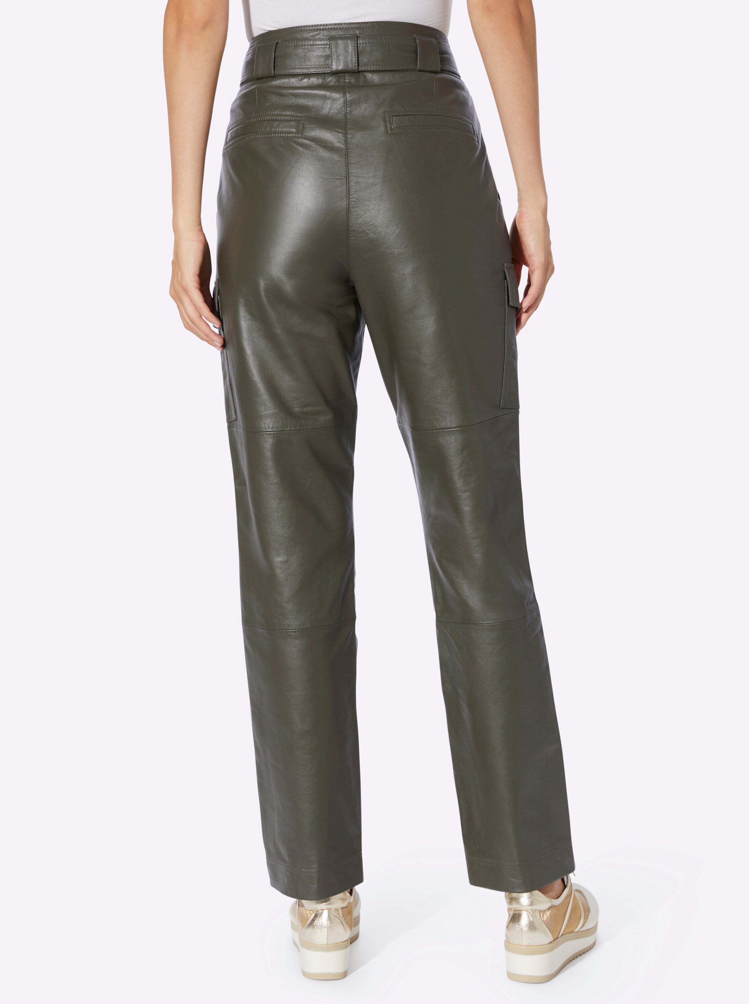 heine Lederhose in khaki