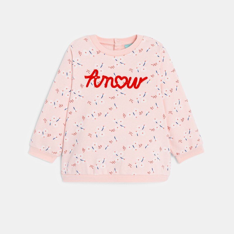 Sweat molleton imprimé et legging rose bébé fille Rose