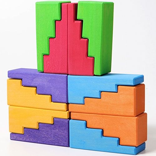 Grimm's stapelblokken trap - 12st - regenboog