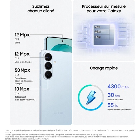 Smartphone Samsung Galaxy S26 512 Go Bleu