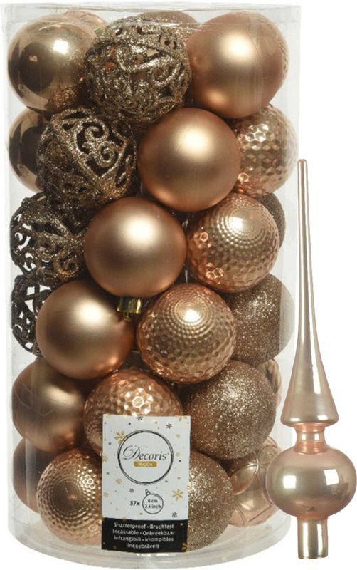 Kerstversiering - Kunststof Kerstballen - Toffee Bruin - 37 Stuks