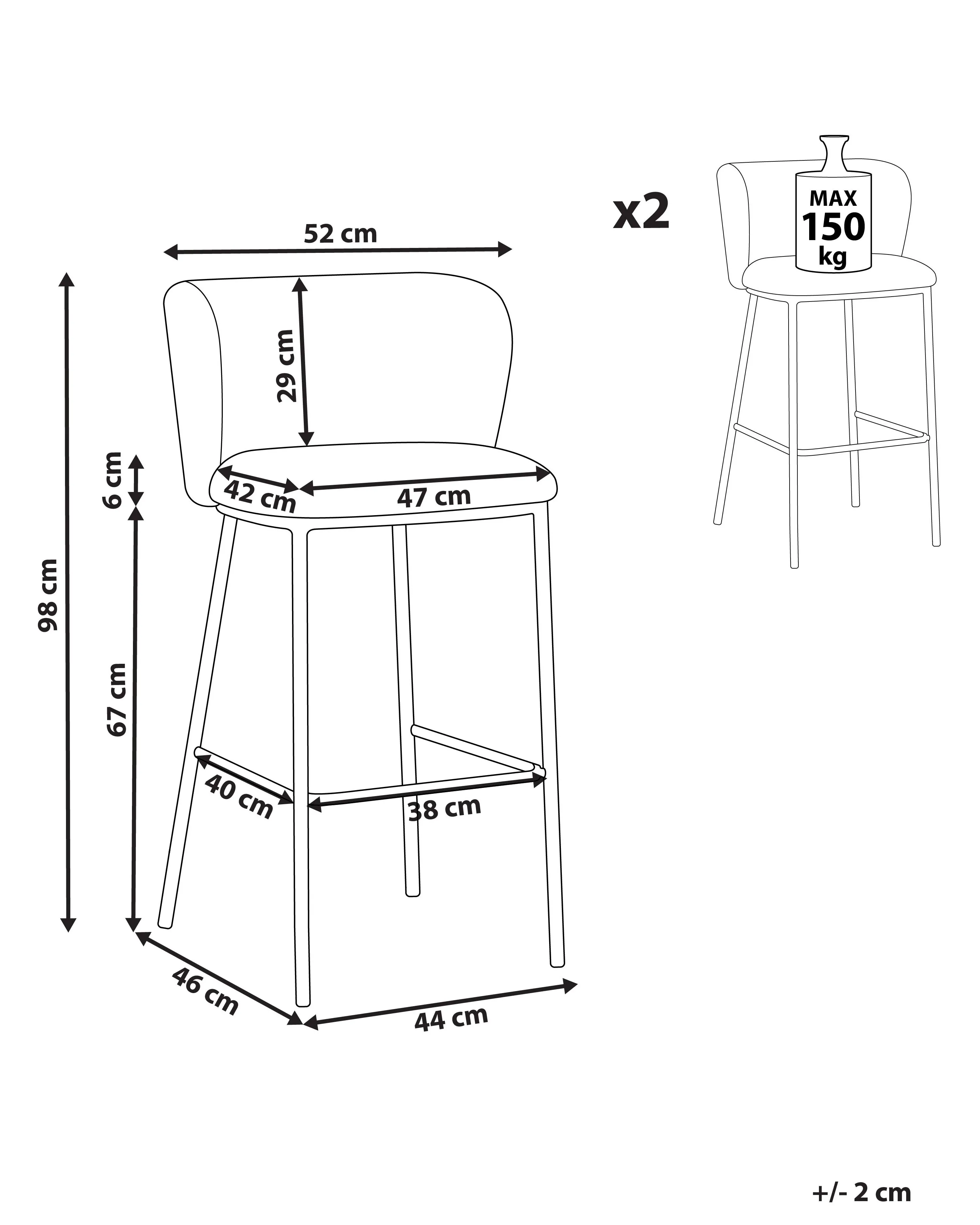 Set van 2 barstoelen MINA Bouclé Lichtgrijs
