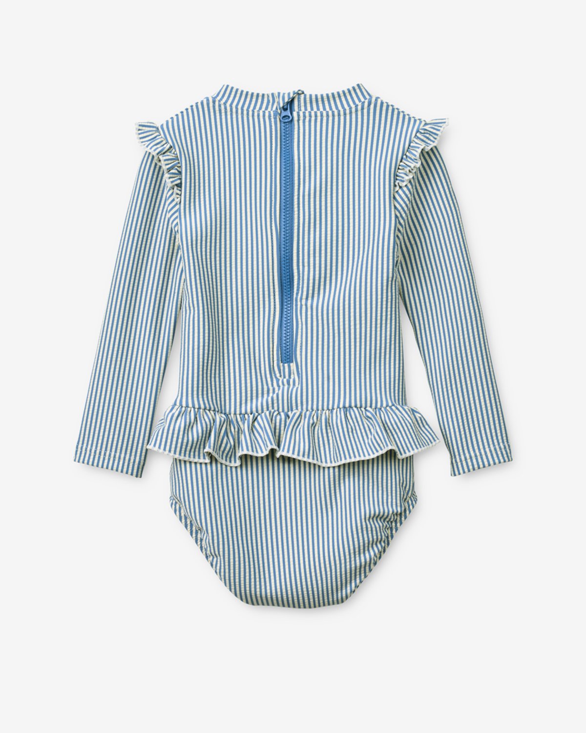 Badedrakt med Armer og Volanger – UV drakt UPF 40+ | Sille Baby Seersucker Swimsuit