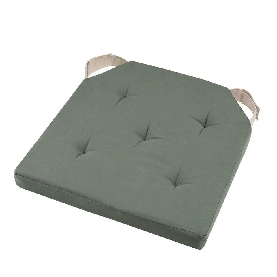 Stof Textile stoelkussen - groen - 38 x 38 x 4 cm