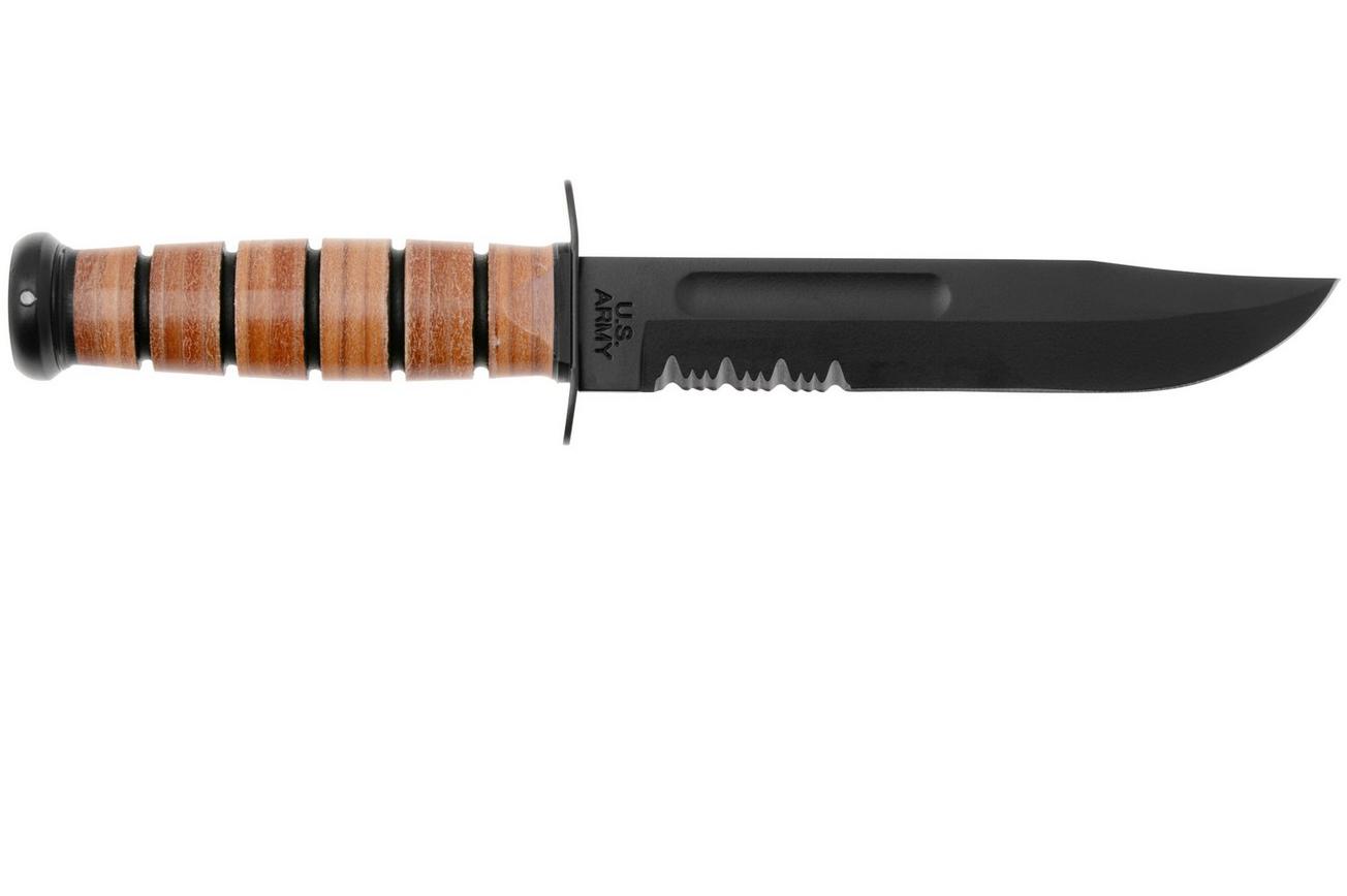 KA-BAR U.S. Army Knife 5019 deels gekarteld, FRN foedraal, survivalmes