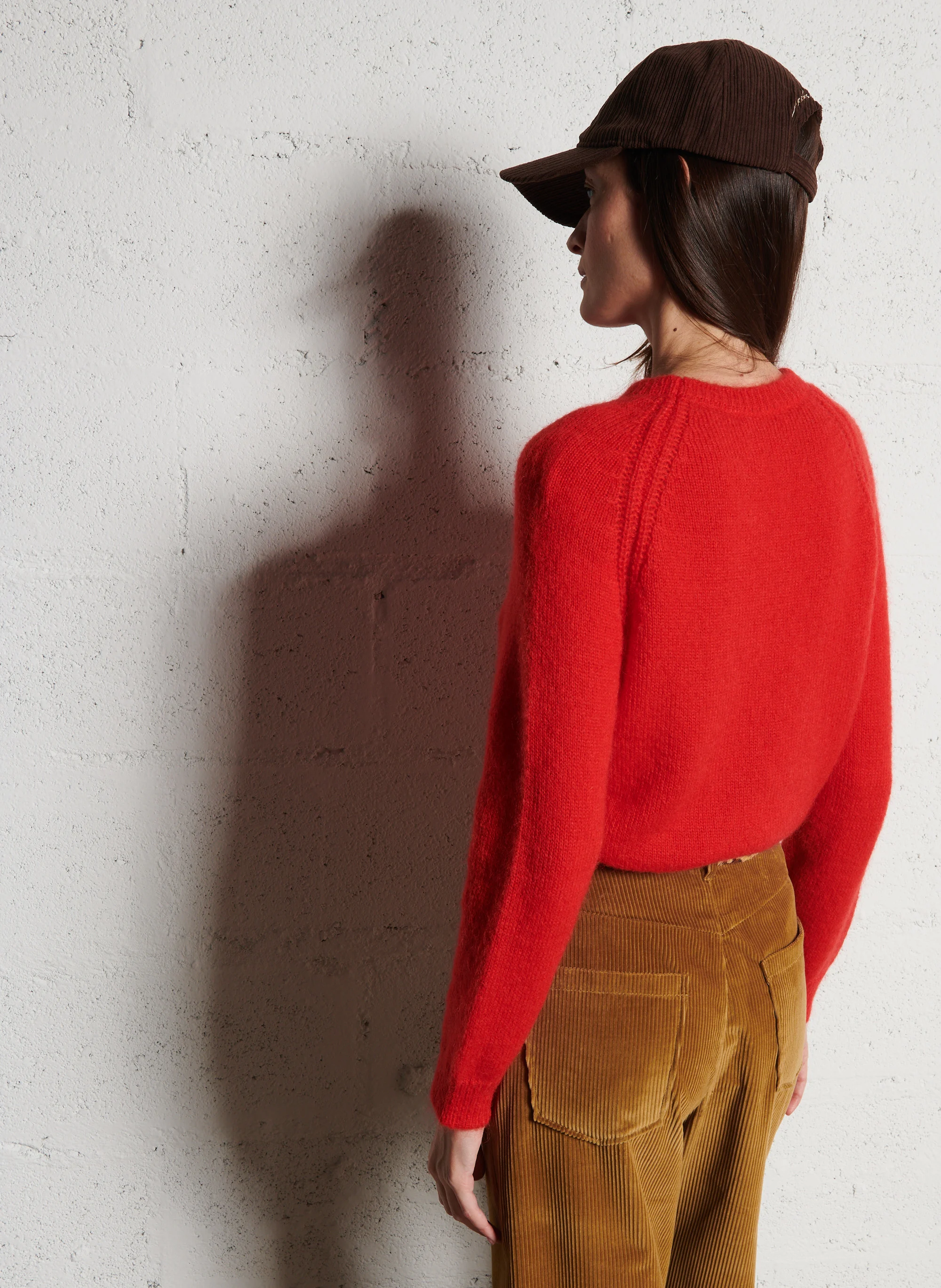 KENAN - Pull col rond droit en mohair mélangé | Rouge