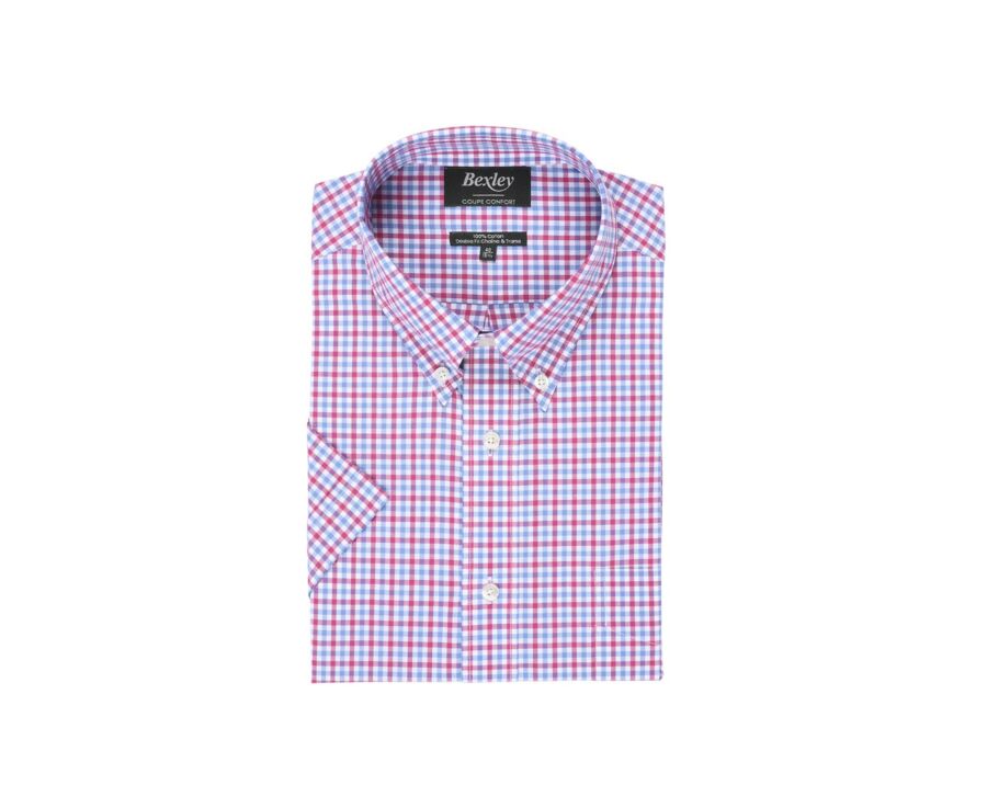 Chemise coton Rose bleu et blanc - Poche poitrine - CULLEN MC