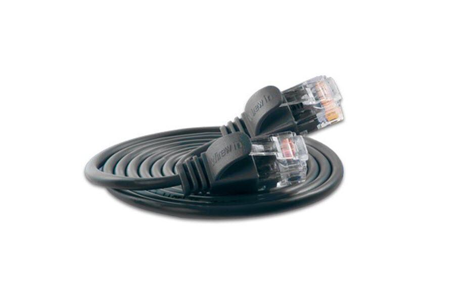 Slimpatchkabel RJ-45 - RJ-45, Cat 6, UTP, 1.5 m, SchwarzLightpatchkabel rund, ungeschirmtes Twisted-Pair-Kabel (U/UTP) mit Klinkenschutz