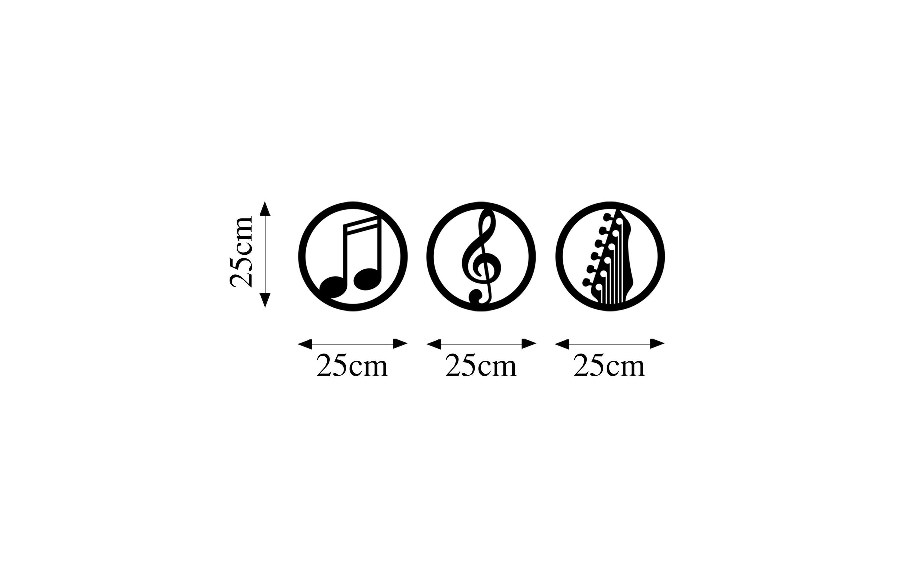 Wanddekoration Just Music 3-teilig, 25 cmMetall-Wand-Accessoire
