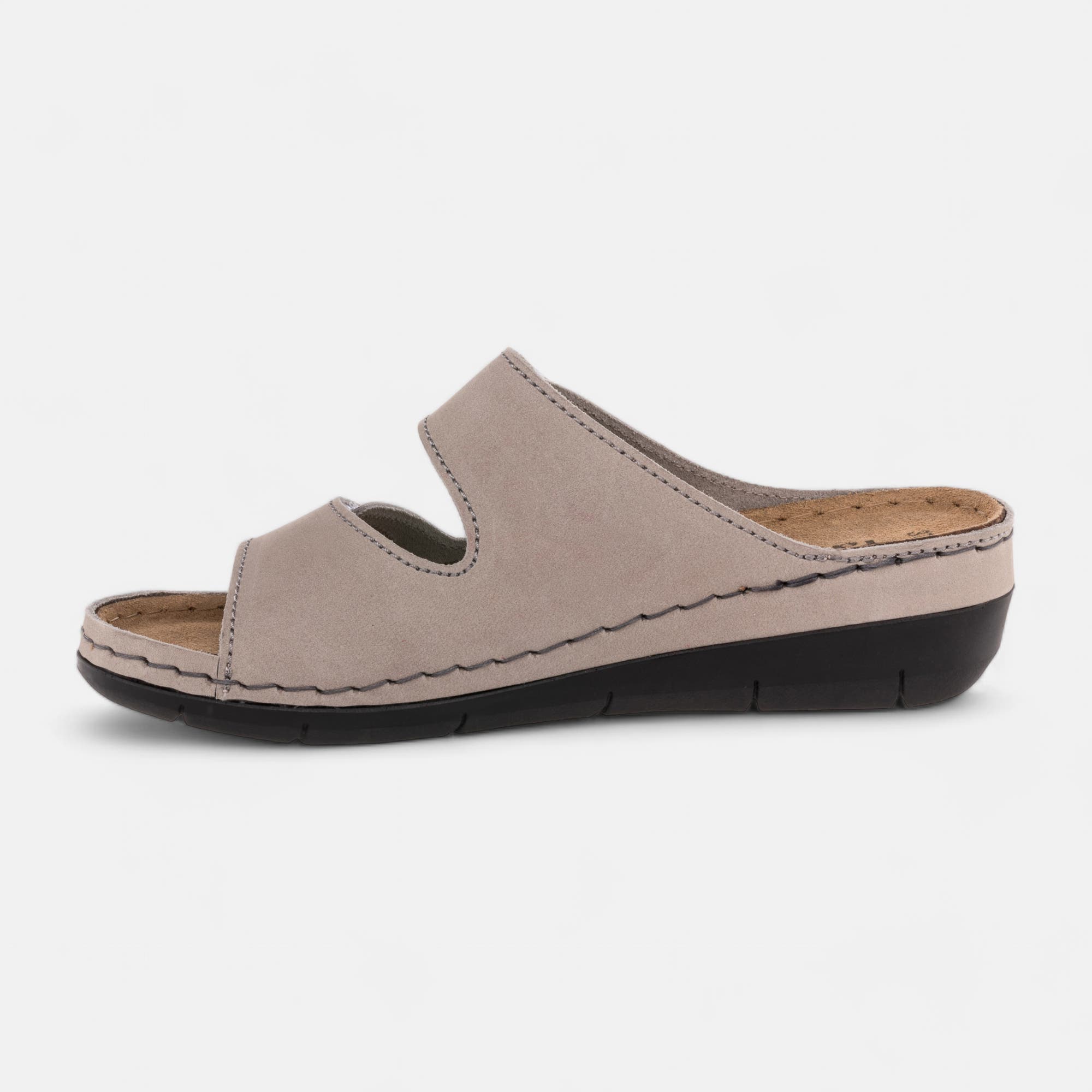Chaussures confort paramédical Femme en cuir gris