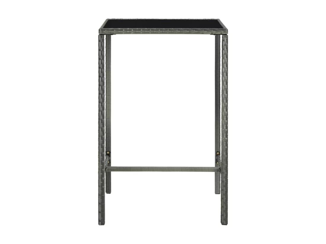 Prolenta Premium - Table de bar de jardin Gris 70x70x110cm Résine tressée et verre
