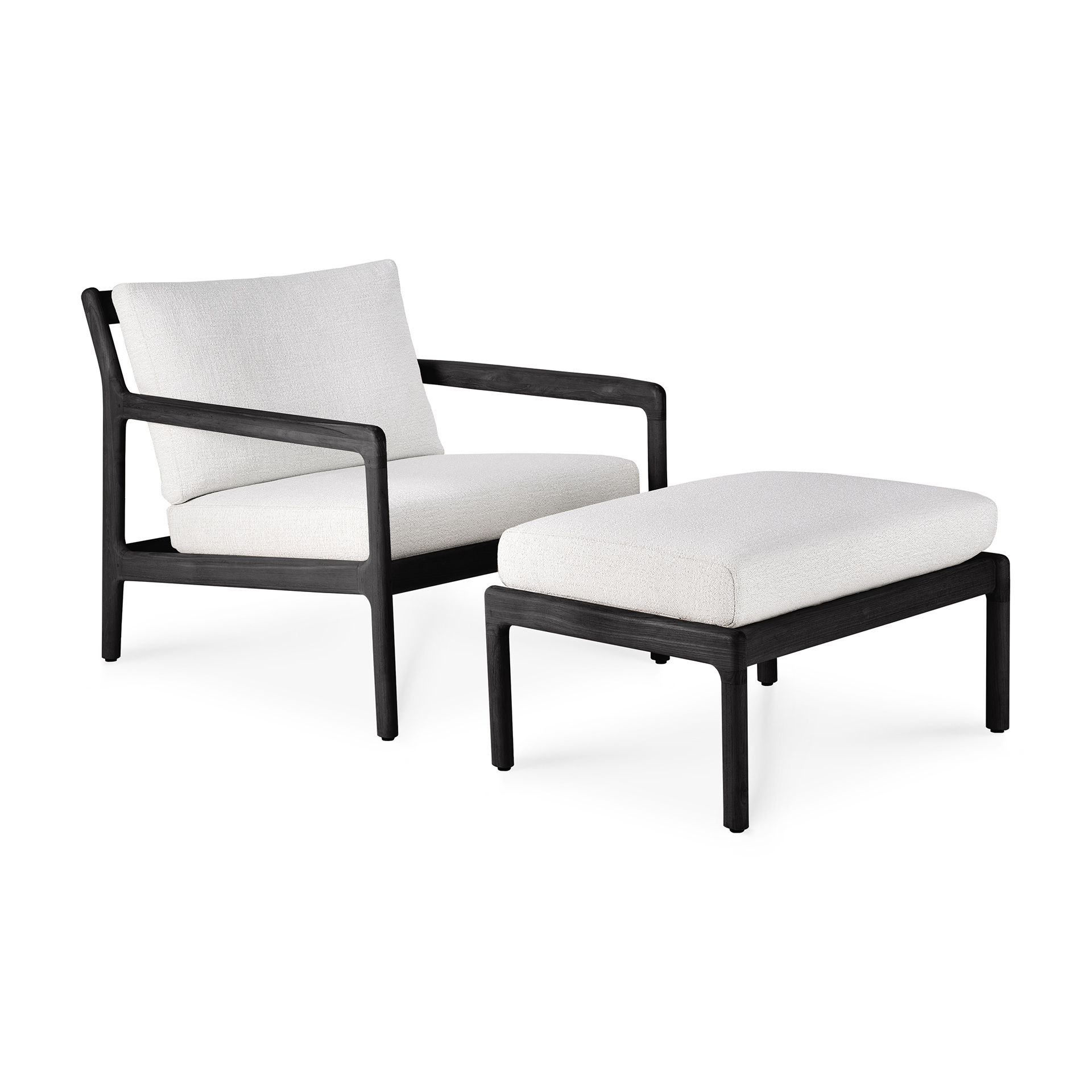 Teak Jack footstool - zwart - compleet - off white kussen