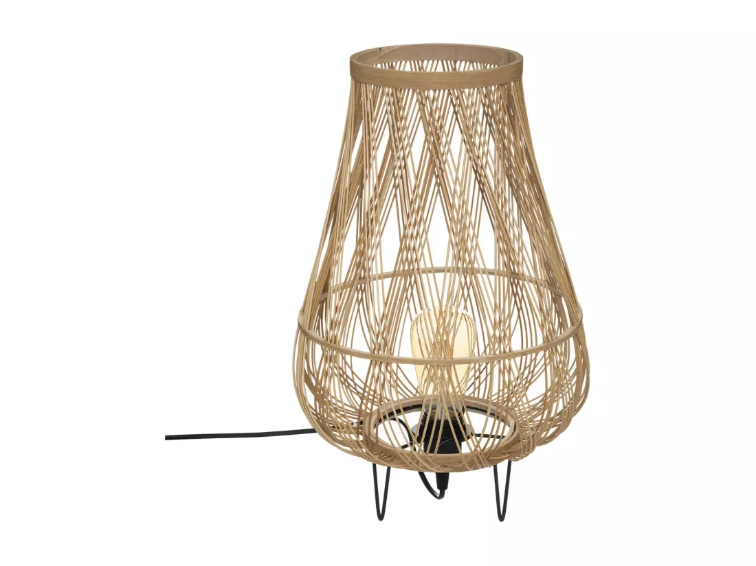Lampe Trépied en Rotin et Métal H 44 cm