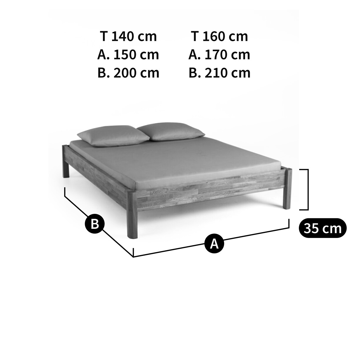 LA REDOUTE INTERIEURS<br>Cama de carvalho maciço sem estrado, Zulda
