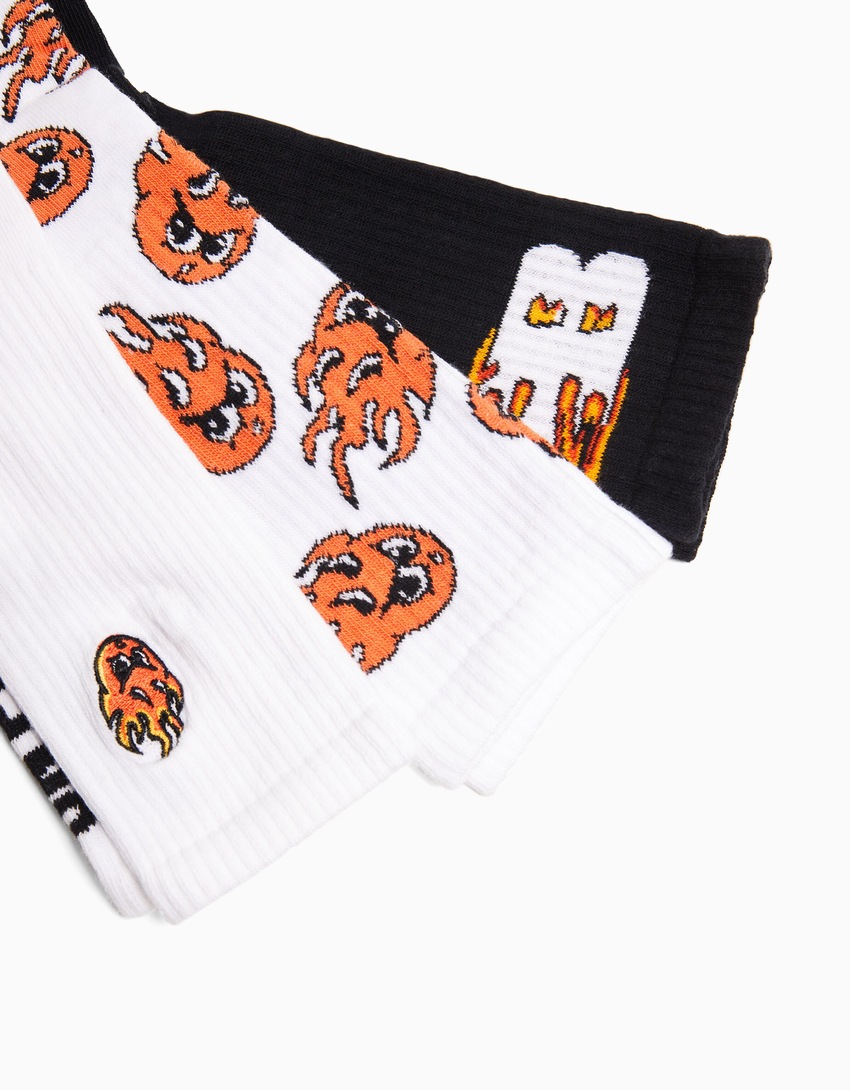 Conjunto de 3 meias estampadas