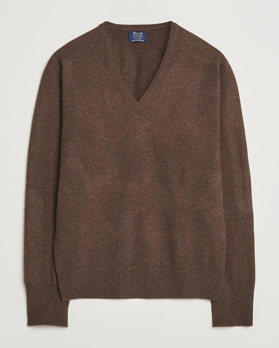 William Lockie Rob Lambswool V-Neck Mocha