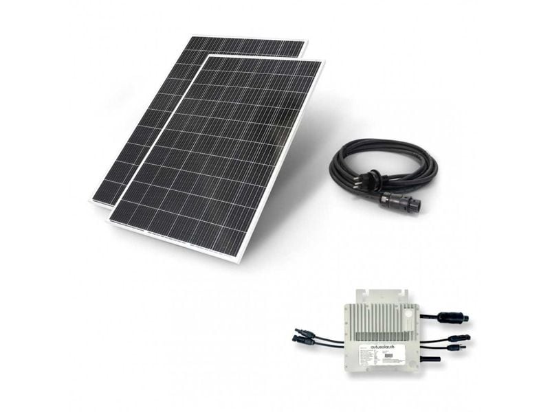 autosolar Solaranlage Balkonkraftwerk 600W Plug & Play Balkonkraftwerk mit zwei Solarpanels und MI600 V2 Wechselrichter