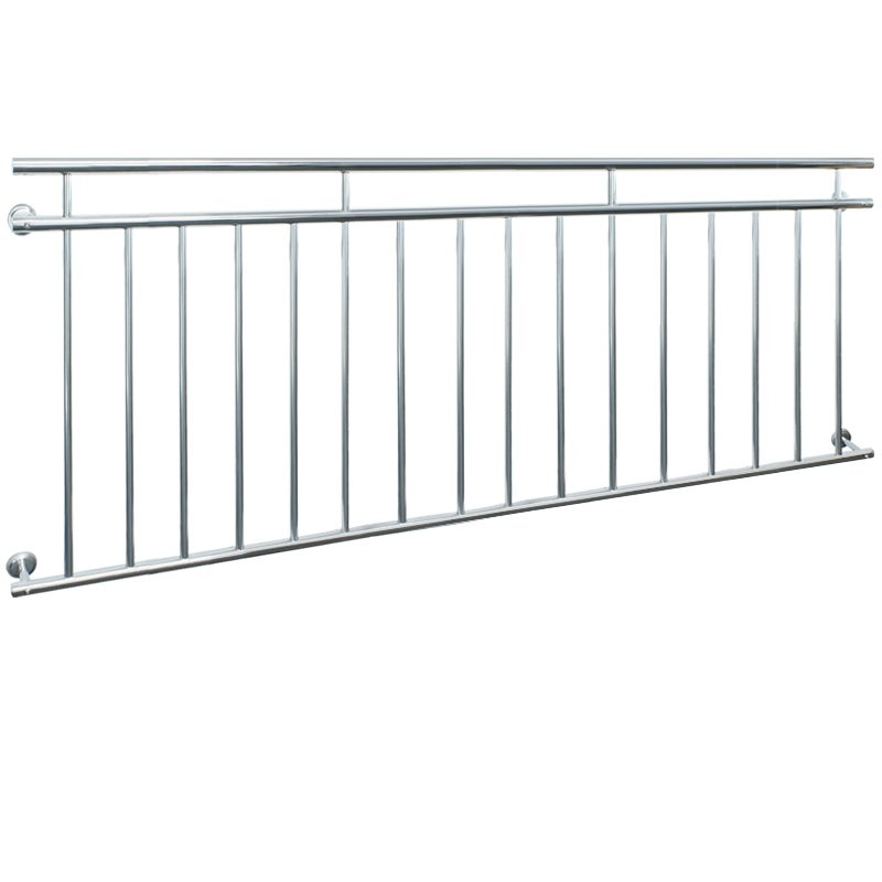 ECD Duitsland Frans balkon 225 x 90 cm | met 16 vulstaven | glanzend | van roestvrij staal | balkonleuning, balkonrooster, raamrooster