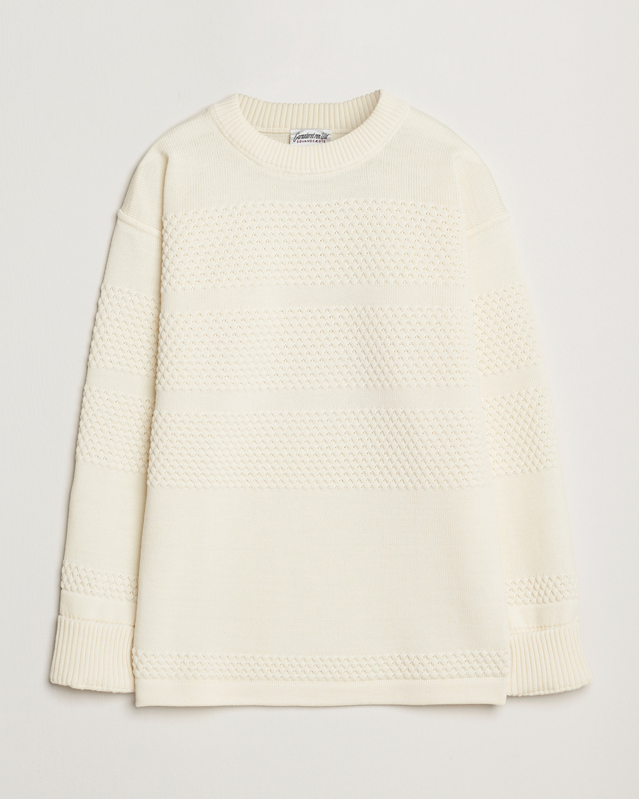 S.N.S. Herning Fisherman Wool Crew Neck Sweater Natural White