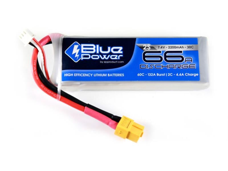 EP RC-Akku LiPo 2200 mAh 7.4 V 30C BluePower 2S LiPo-Akku für Flugmodelle