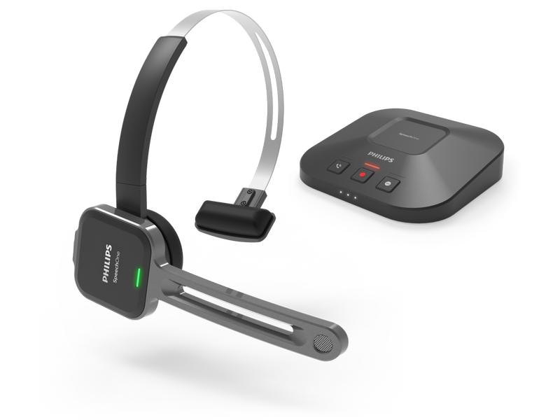 Philips Headset SpeechOne Integrator PSM6300 Professionelles Diktier-Headset mit Dockingstation und Statuslicht